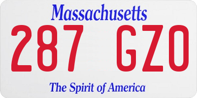 MA license plate 287GZ0