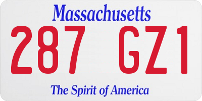 MA license plate 287GZ1