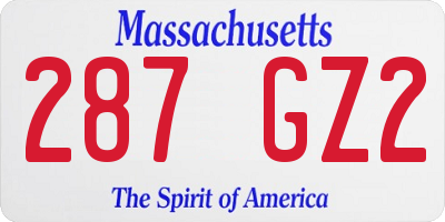MA license plate 287GZ2
