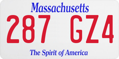 MA license plate 287GZ4