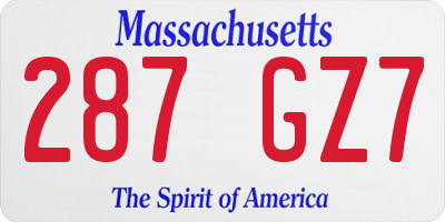 MA license plate 287GZ7