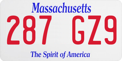 MA license plate 287GZ9