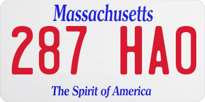 MA license plate 287HA0