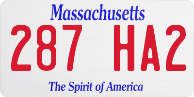 MA license plate 287HA2