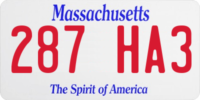 MA license plate 287HA3