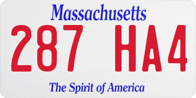 MA license plate 287HA4