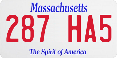MA license plate 287HA5