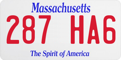 MA license plate 287HA6