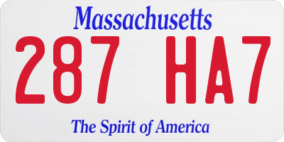MA license plate 287HA7