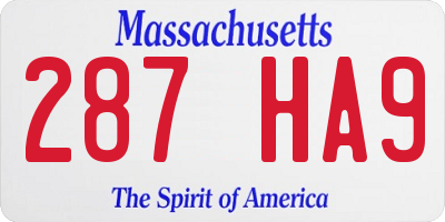 MA license plate 287HA9