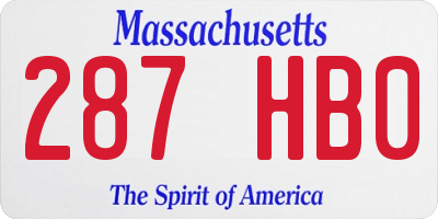 MA license plate 287HB0