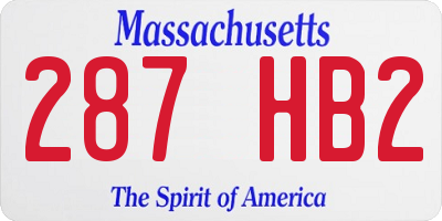 MA license plate 287HB2