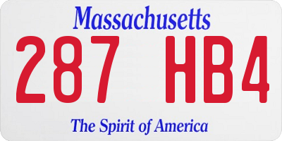 MA license plate 287HB4