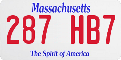 MA license plate 287HB7