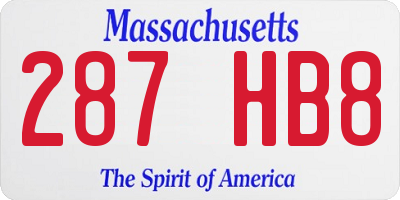 MA license plate 287HB8