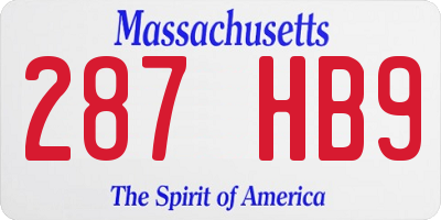 MA license plate 287HB9