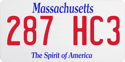 MA license plate 287HC3