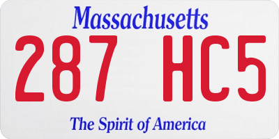 MA license plate 287HC5