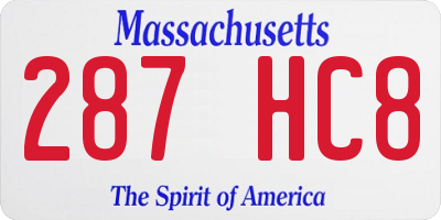 MA license plate 287HC8
