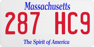 MA license plate 287HC9