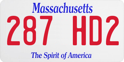 MA license plate 287HD2