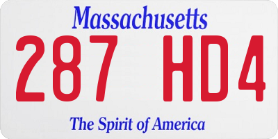 MA license plate 287HD4