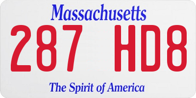 MA license plate 287HD8