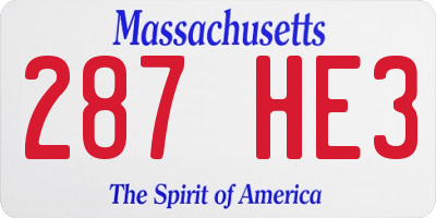 MA license plate 287HE3