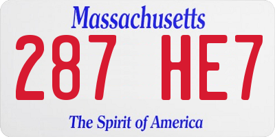 MA license plate 287HE7