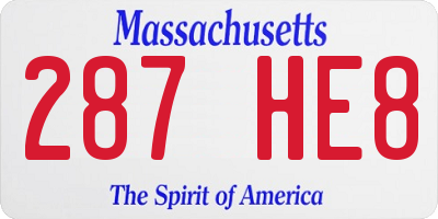 MA license plate 287HE8