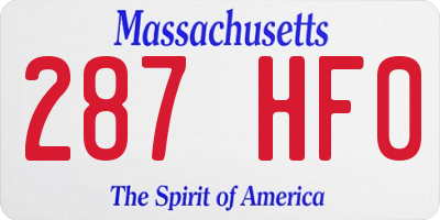 MA license plate 287HF0