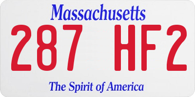 MA license plate 287HF2