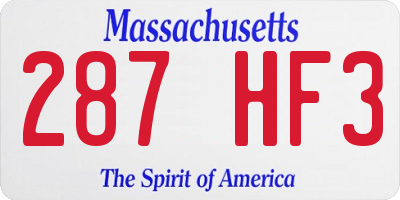 MA license plate 287HF3