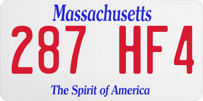 MA license plate 287HF4