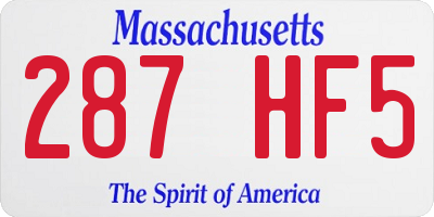 MA license plate 287HF5