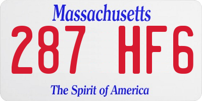 MA license plate 287HF6