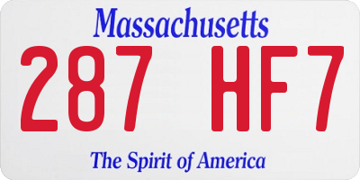 MA license plate 287HF7