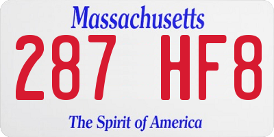 MA license plate 287HF8
