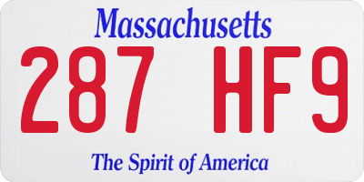 MA license plate 287HF9