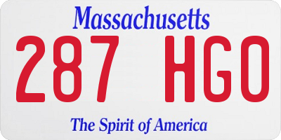 MA license plate 287HG0