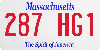 MA license plate 287HG1