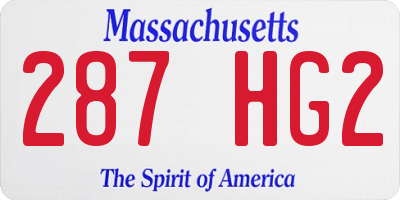 MA license plate 287HG2