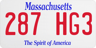 MA license plate 287HG3