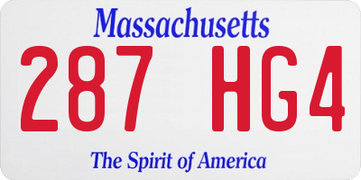 MA license plate 287HG4