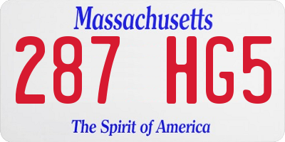 MA license plate 287HG5