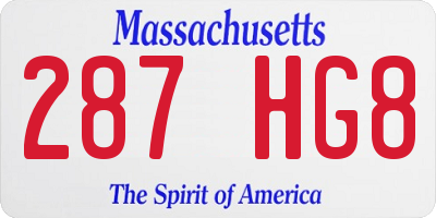 MA license plate 287HG8