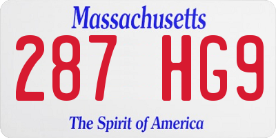 MA license plate 287HG9