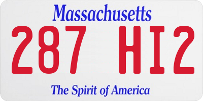 MA license plate 287HI2