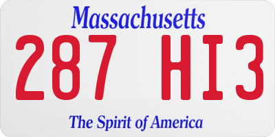 MA license plate 287HI3
