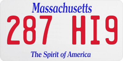 MA license plate 287HI9